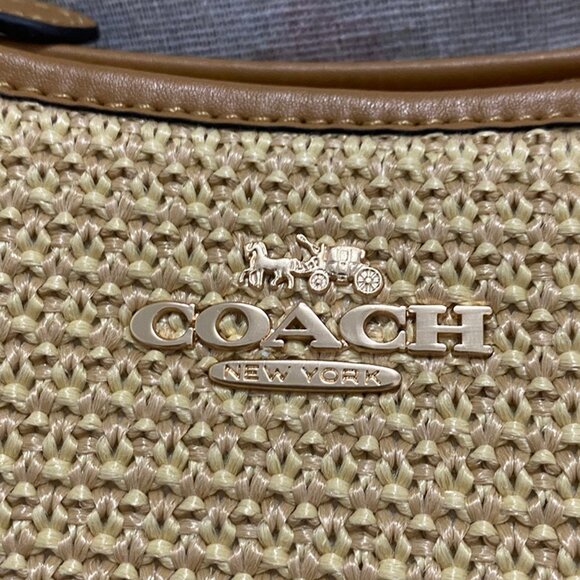 Coach Straw And Leather Trim Shoulder Bag - Picture 2 of 10